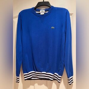 Lacoste Men's Pullover Blue Black Striped Accent Crewneck Sweater VINTAGE Large